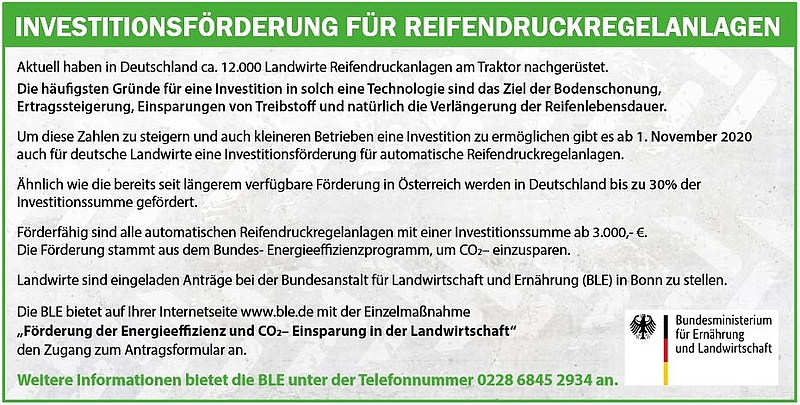 Grafik für die Investitionsförderung von Reifendruckanlagen