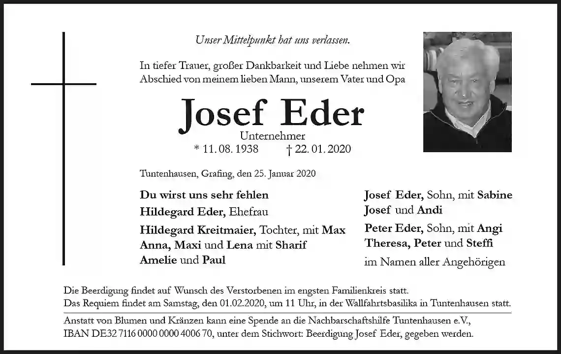 Bild der Traueranzeige von Josef Eder sen.